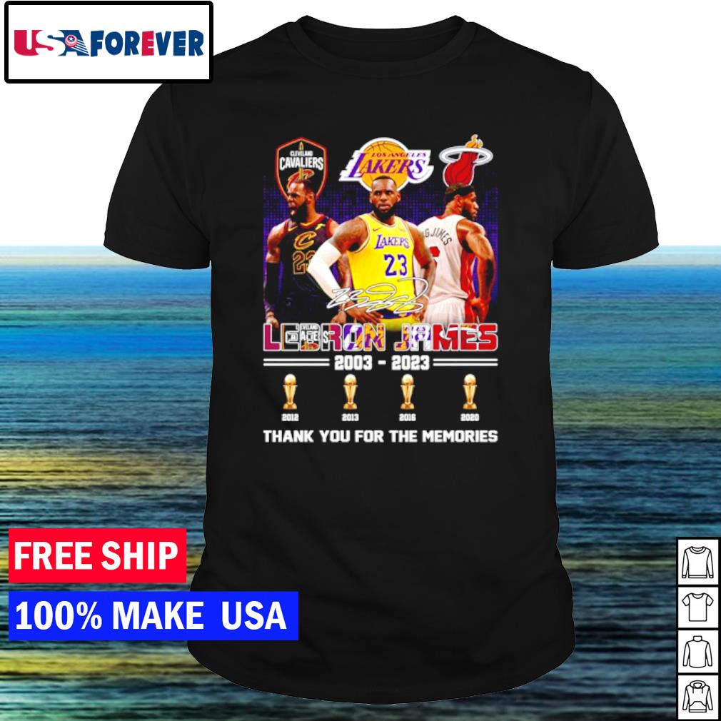 Official lebron James 2003 – 2023 thank you for the memories shirt
